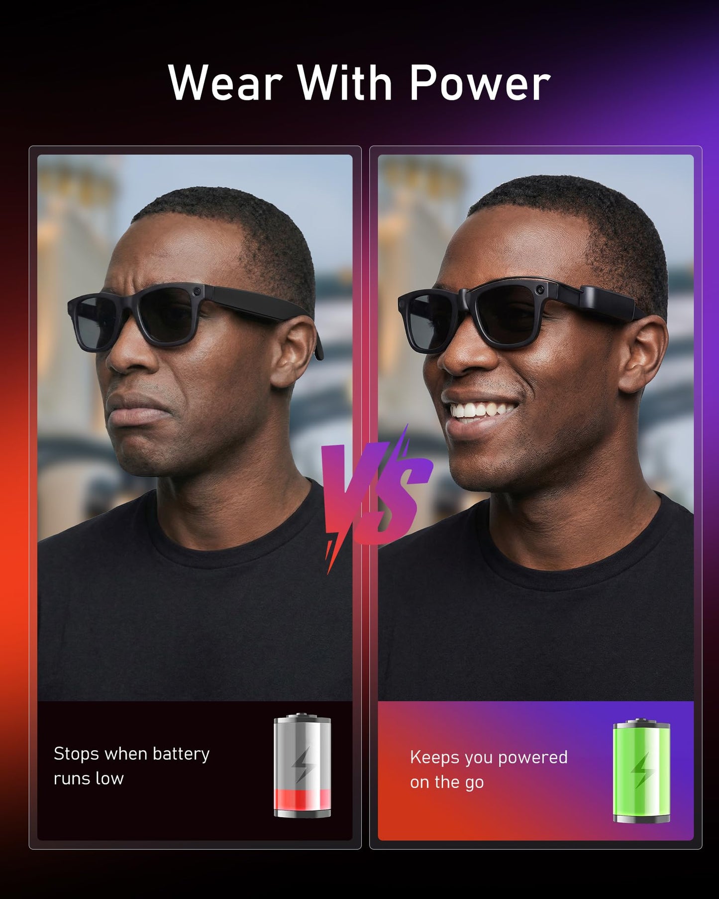 Wearable Battery Pack Charger Compatible with Ray-Ban/Oakley Meta Smart Glasses Gen 1 & Gen 2, Ultra-Light Mini Power Bank Accessories for Wayfarer Headliner Skyler HSTN