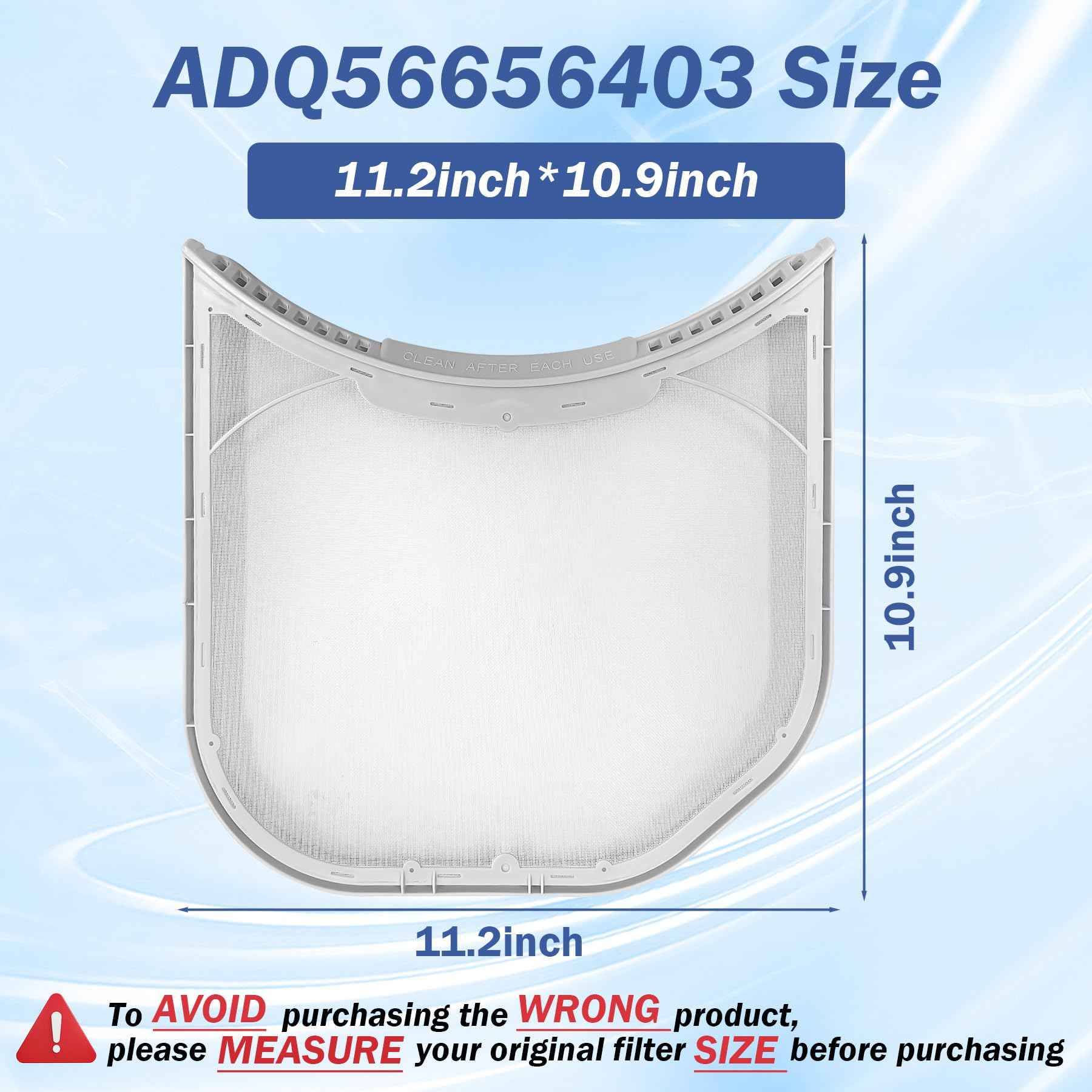 ADQ56656403 Dryer Lint Filter Compatible with LG WashTowers AP7012980 PS16546780 Dryer Lint Screen Trap with Vent Lint Brush - without Felt Seal
