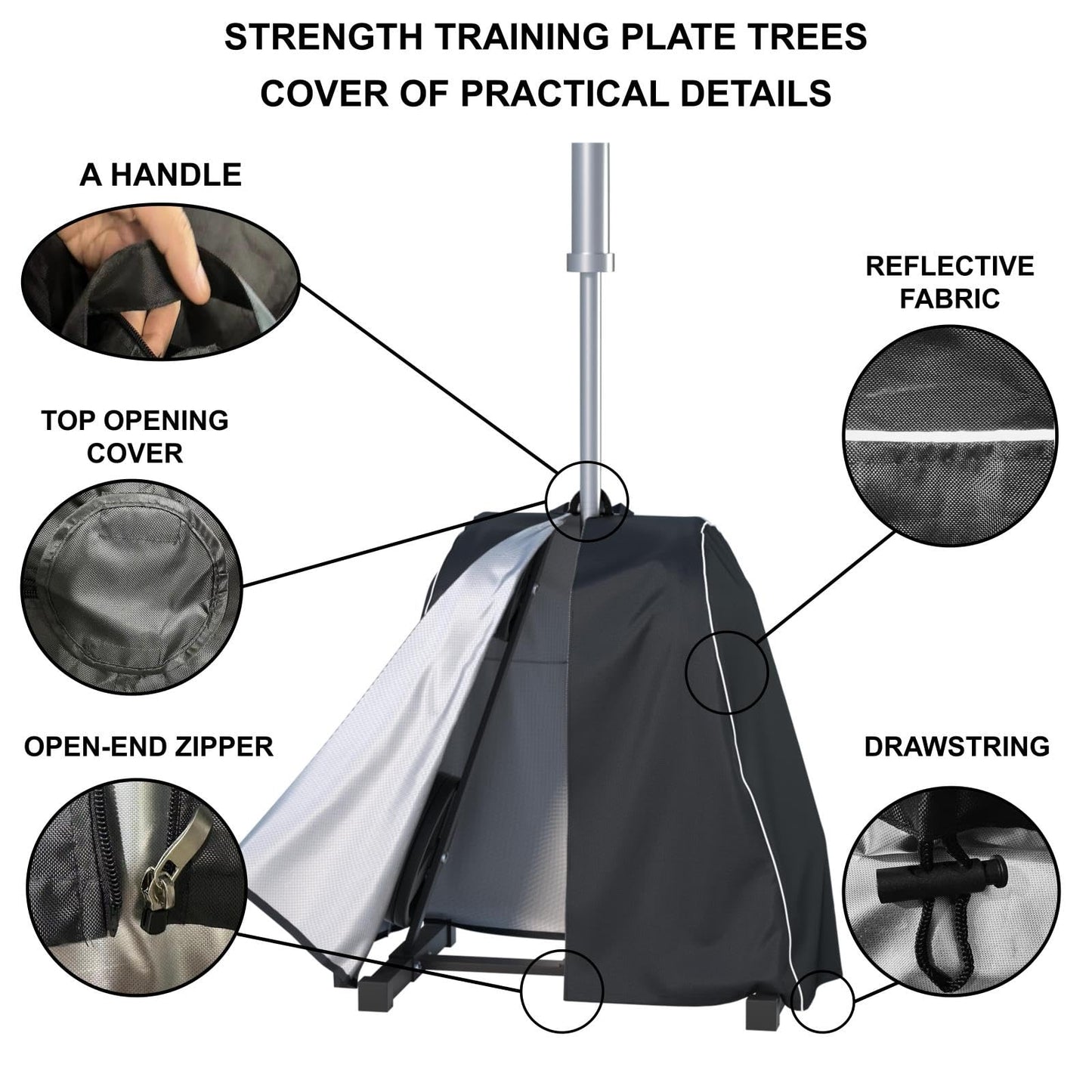 Ddeman Barbell Olympic Plate Rack cover Olympic Weight Plate Tree cover Fits 22“ Length x 19” Wide x 37” Height Tree Barbell Weight Block Rack (Protective Cover Only)