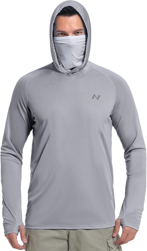 Isnowood Sun Shirt - Men's Long Sleeve UPF 50+ UV Protection Hoodie for Fishing & Hiking