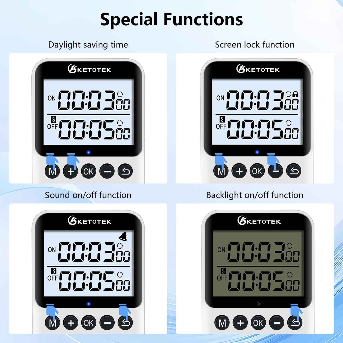 KETOTEK KTTS02 Digital Timer Outlet Plug in Timer Switch Socket Indoor Infinite Repeat Cycle Electrical Timer Switch, Countdown Timers for Lights,Aquarium,Pets Home Appliances