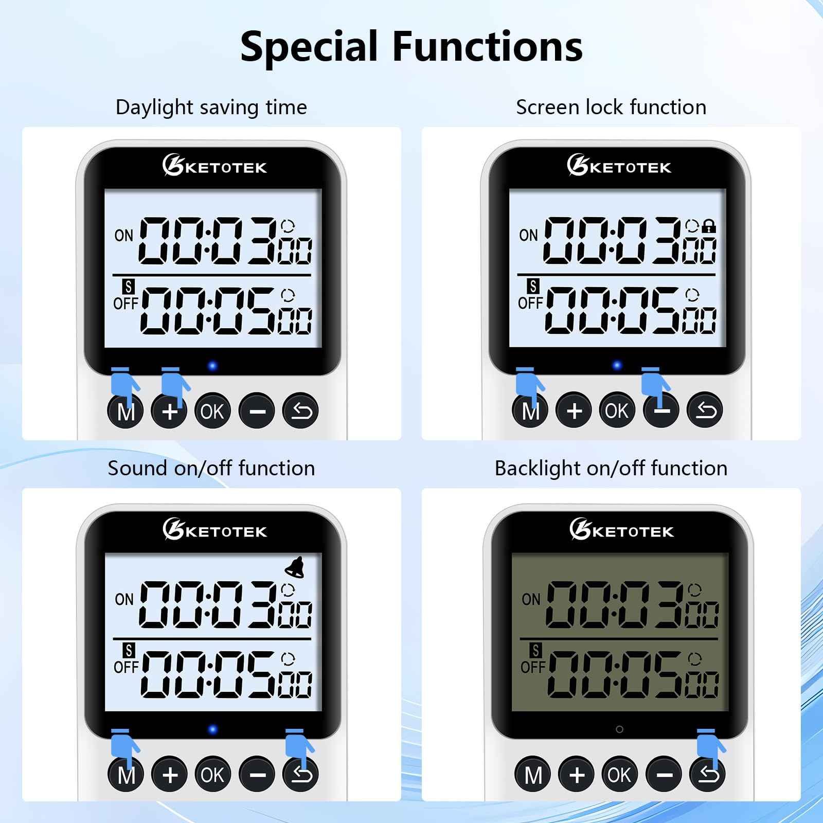 KETOTEK KTTS02 Digital Timer Outlet Plug in Timer Switch Socket Indoor Infinite Repeat Cycle Electrical Timer Switch, Countdown Timers for Lights,Aquarium,Pets Home Appliances