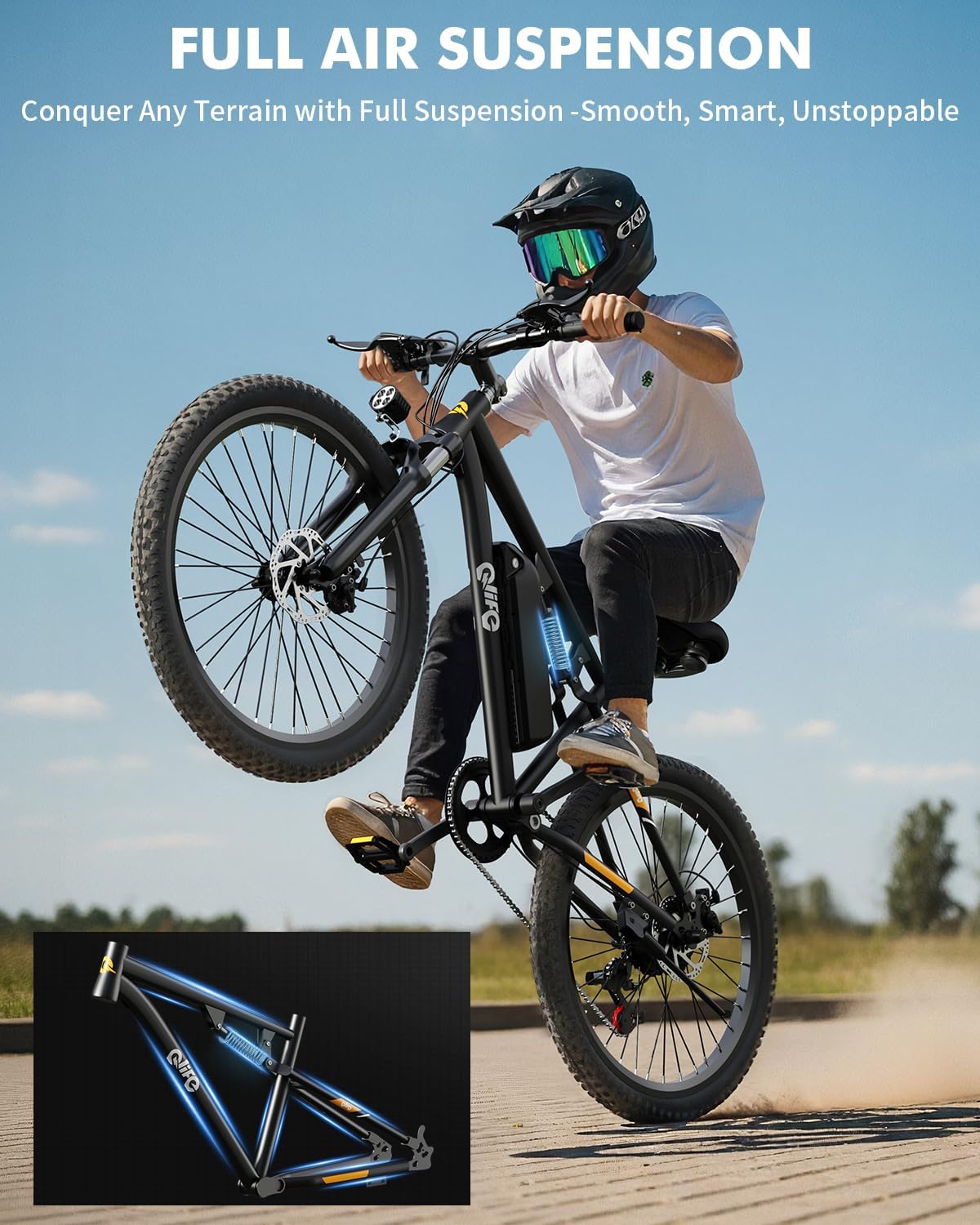 Qlife Racer Electric Bike - 21-Speed Lightweight E-MTB with 1000W Motor, 375Wh Battery, 26" Tires | Up to 40 Miles
