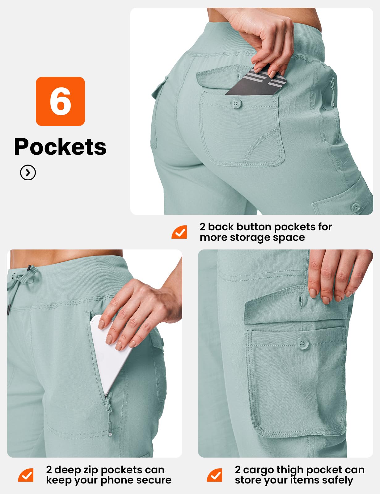 TBMPOY Womens Cargo Joggers Hiking Pants Lightweight Sweatpants Casual Travel Quick Dry Outdoor Trip Work with Pockets Blue M