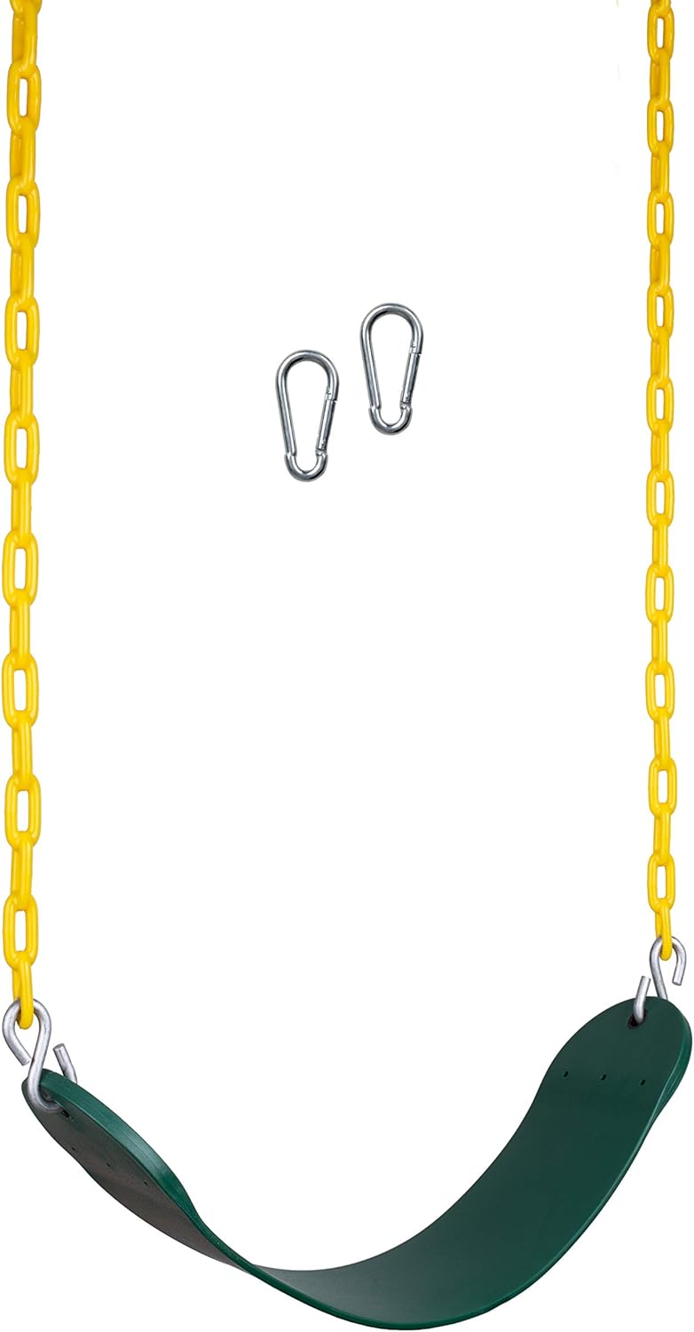 Bounce Swing Seat - Heavy-Duty Outdoor Swing Set Accessory with Rust-Proof Chain, Green (1 Pack)