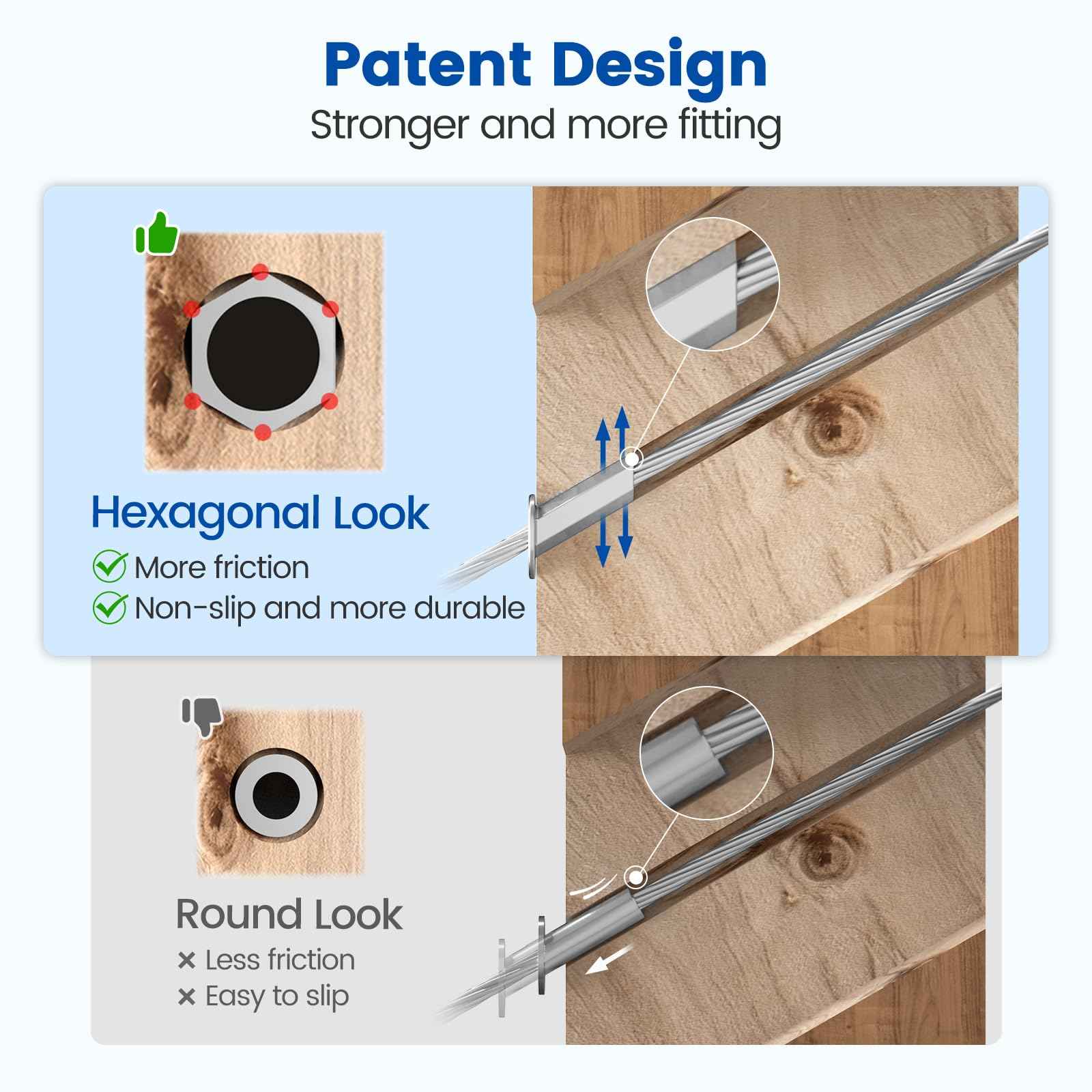 [Patent] Muzata Upgraded 20 Pack 25 30 35 Degree 1/8" 5/32" 3/16" Cable Railing Angle Protector Sleeves Cable Railing Hardware Kit T316 Stainless Steel Angle Protective Sleeves Wood Post CR70
