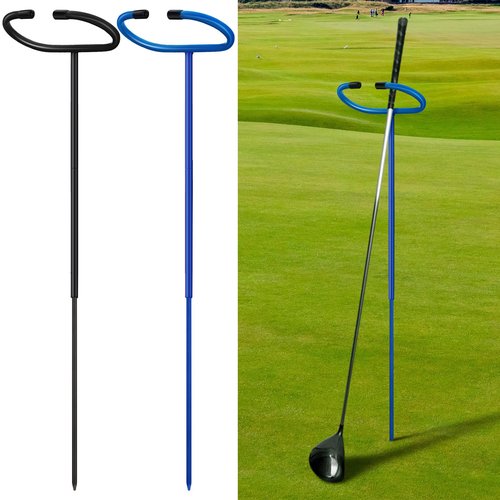 Silipull 2 Pcs C Shaped Golf Club Holder Keeps Your Clubs Clean, Dry and Visible Soft Rubber Covered Golf Stand, Easy to Carry Putter Holder