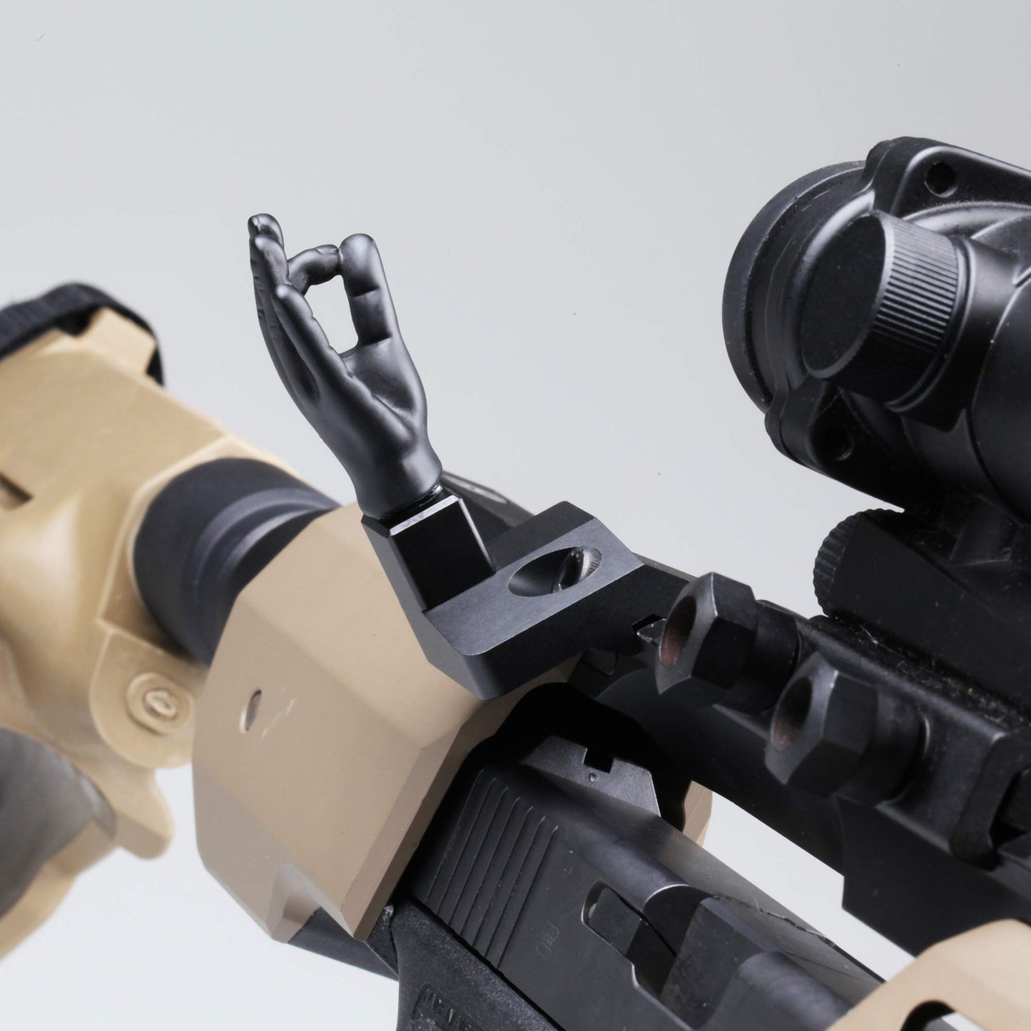 Stinger Novelty Finger Sight Set, Backup Front and Rear Iron Sight BUIS Set, Fit Picatinny Rail and Weaver (Black Color, Offset 45 Degree)