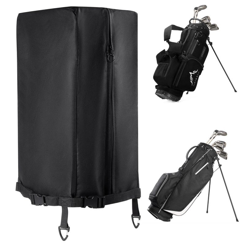 600D Golf Bag Rain Hood Cover with Waterproof Dual Zippers, Golf Bag Top Dust Covers with 2 Elastic Straps and 2 Fixed Straps, fit Most Tour Bags Golf Bags Stand Bags or Carry Cart (13 x 8 x 21 inch)