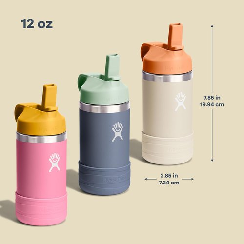 Hydro Flask Kids Water Bottle - Insulated Stainless Steel with Straw Cap | 12 Oz Dahlia