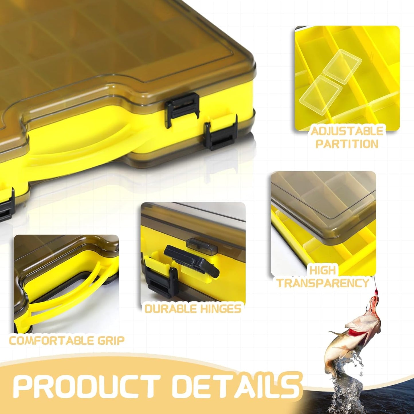 Skiennix Fishing Tackle Box - Waterproof Organizer with Removable Dividers for Bait Storage