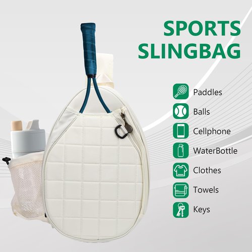 GOTOTOP Tennis Racket Bag, Crossbody Sling Backpack for Tennis Racket Pickleball Paddles Badminton Racquet, Water Resistant Shoulder Bag for Men Women