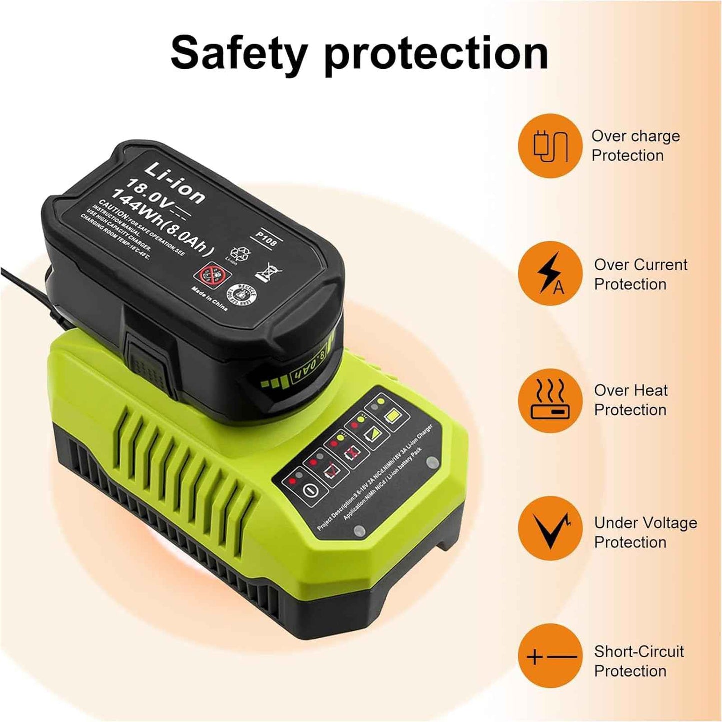 Upgraded 8000mAh P108 Replacement for Ryobi 18V 8.0Ah Battery Compatible with Ryobi 18V Battery P102 P103 P104 P105 P107 P190 P109 P190 P191 P122 Cordless Power Tools