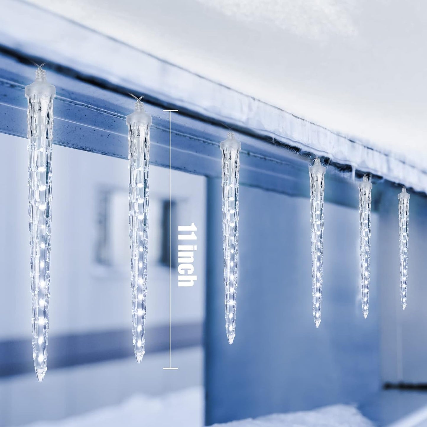 Brightown Christmas Meteor Shower Icicle Lights Outdoor, 2 Pack Total 40ft with 40 Large Tube 960 LED Dropping Effect, Waterproof Decorations for House Eave Roofline, Cool White