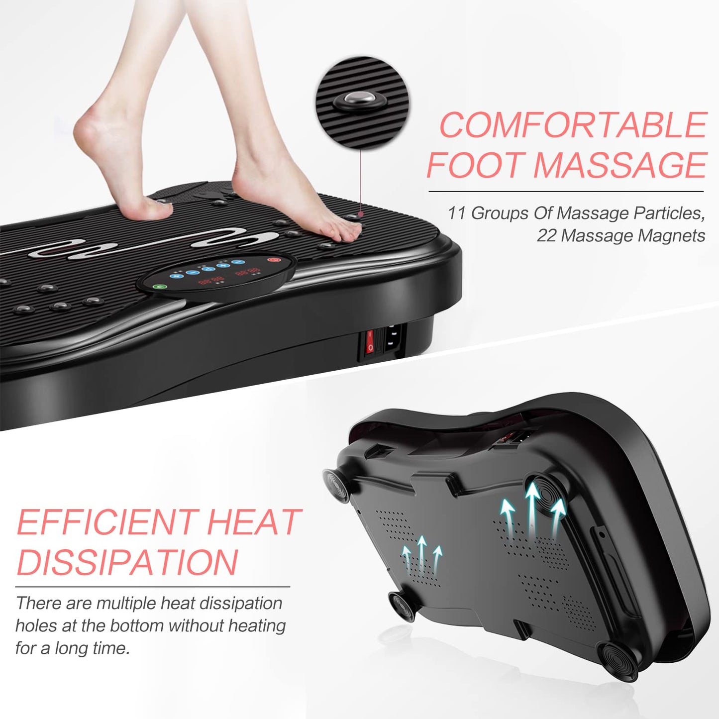 NIMTO Vibration Plate Exercise Machine Whole Body Workout Vibration Fitness Platform for Home Fitness & Weight Loss + Remote + Loop Resistance Bands, 999 Levels(Black)
