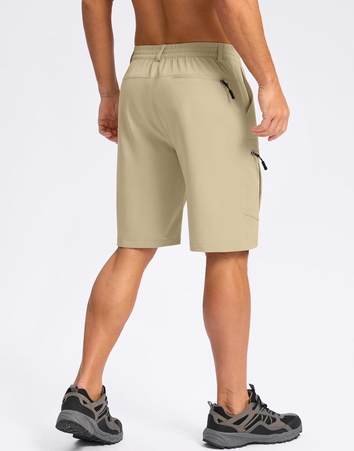 Pudolla Men's Hiking Cargo Shorts - Lightweight 9" Stretch Travel Shorts with 5 Pockets