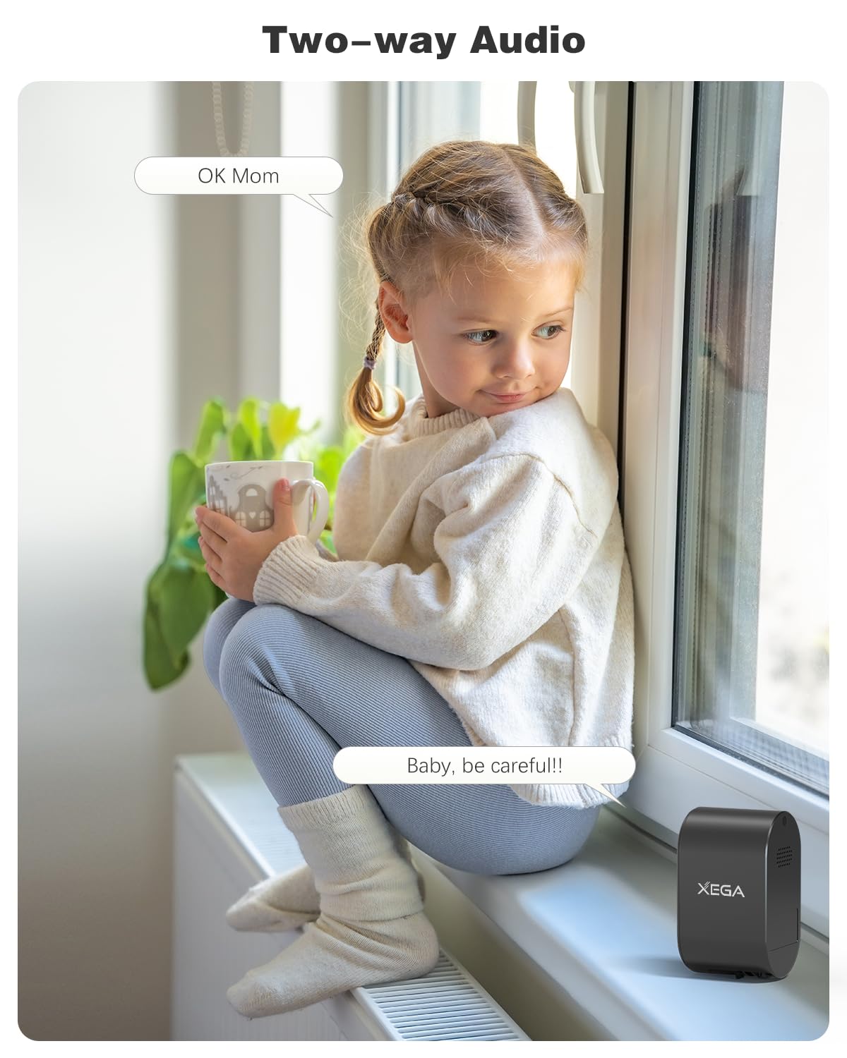 Xega 4G Cellular Security Camera Indoor Built-in SIM Card, 2K No Wi-Fi Camera Portable, LTE Cameras with 6000mAh Battery, PIR Motion Detection, Color Night Vision, 2-Way Audio, TF/Cloud