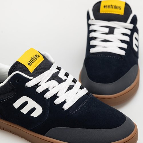 Etnies Marana – Iconic Pro Skate, Reinforced Michelin Cupsole, Cushioned Feel, 3X More Durable - Navy/Gum/Yellow - 8