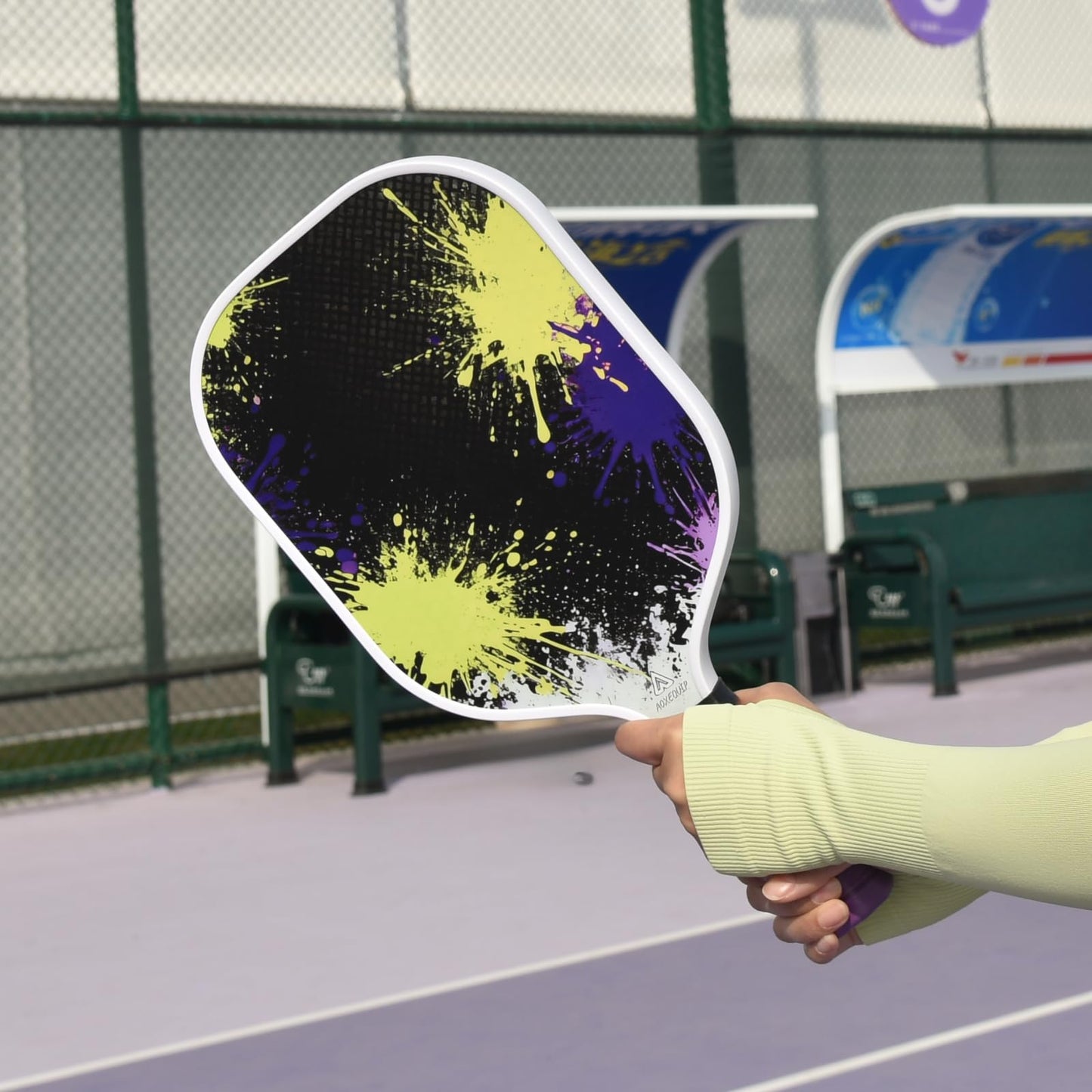 Pickleball Paddles Set of 2 - Fiberglass Pickleball Rackets with 4 Balls 1 Potable Carry Bag, Ink Splash Pickle Ball Paddle Set for Men and Women