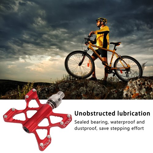Gavigain 1 Pair Quick Release Pedals, Aluminum Alloy Bike Bearing Pedals, Pedals for Road Mountain Folding Bikes (Red (Boxed))