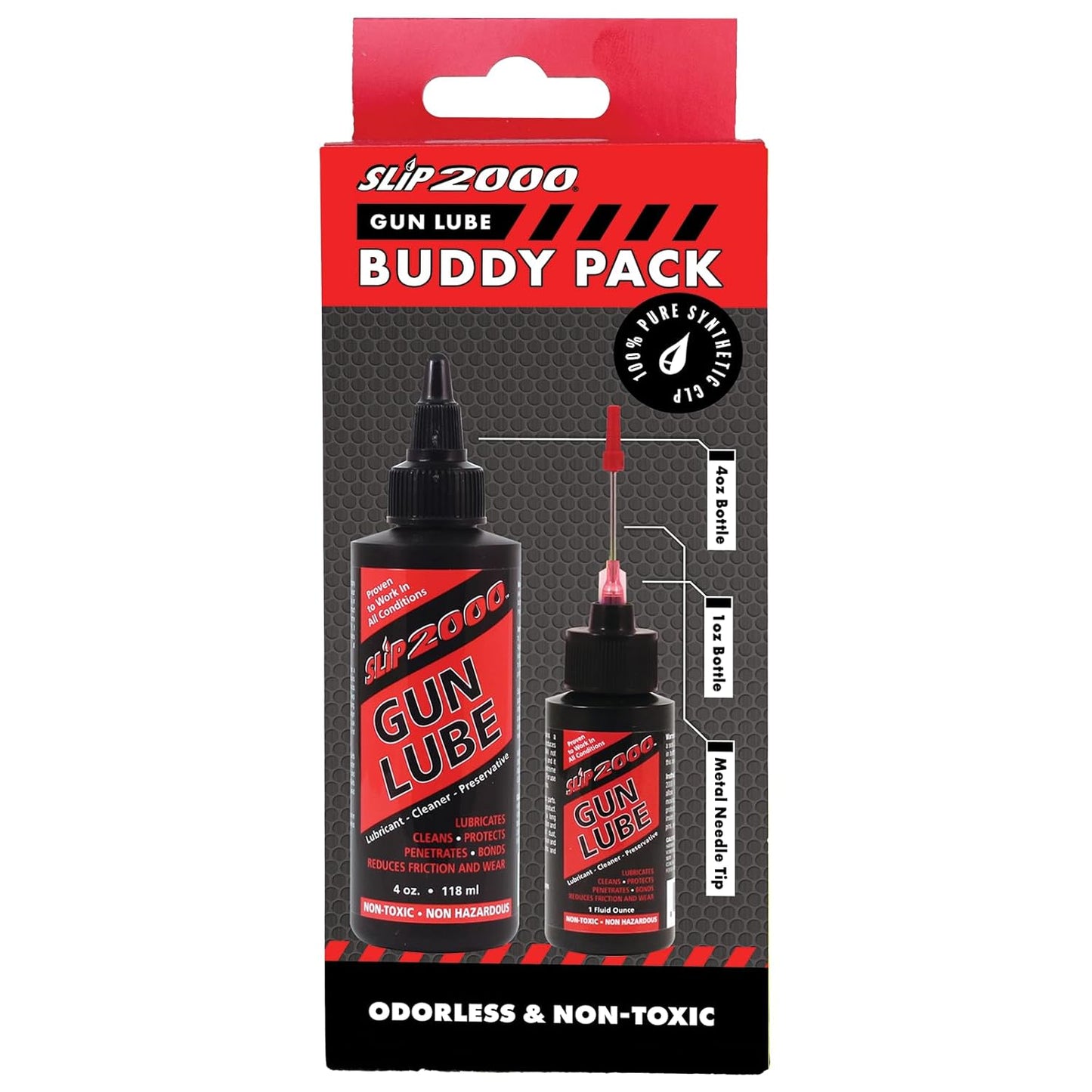 Slip 2000 Gun Lube | Buddy Pack with Needle Tip Applicator | 100% Pure Synthetic CLP | 4 oz & 1 oz Sizes