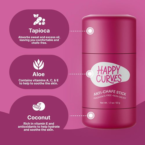 HAPPY CURVES Anti-Chafe Stick - Ultimate Chafing Defense for Women | Thighs, Underarms & More (1 Pack)