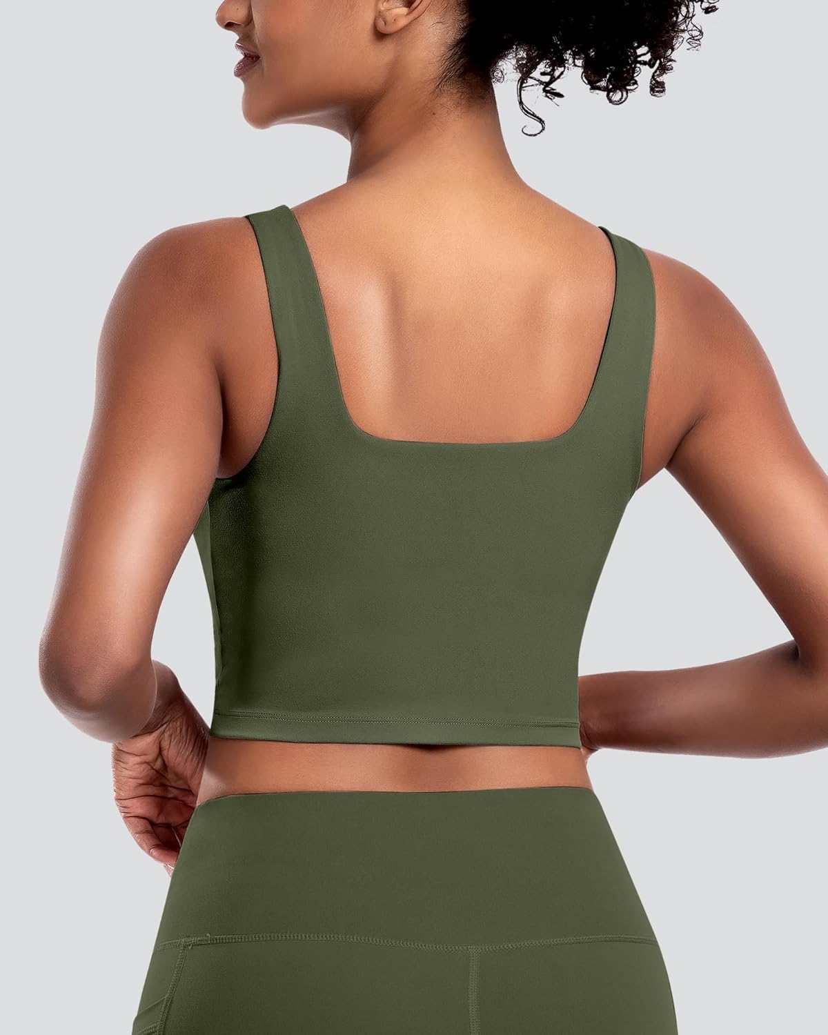 Skiennix Women's Sports Bras - 5-Pack Square Neck Longline Workout Crop Tops | Padded Yoga Camisole