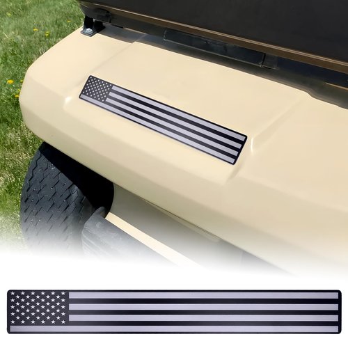 Black & Grey American Flag Fits Club Car DS & Carryall Golf Cart Front Name Plate. Fits Club Car DS & Carryall Carts Full Flag