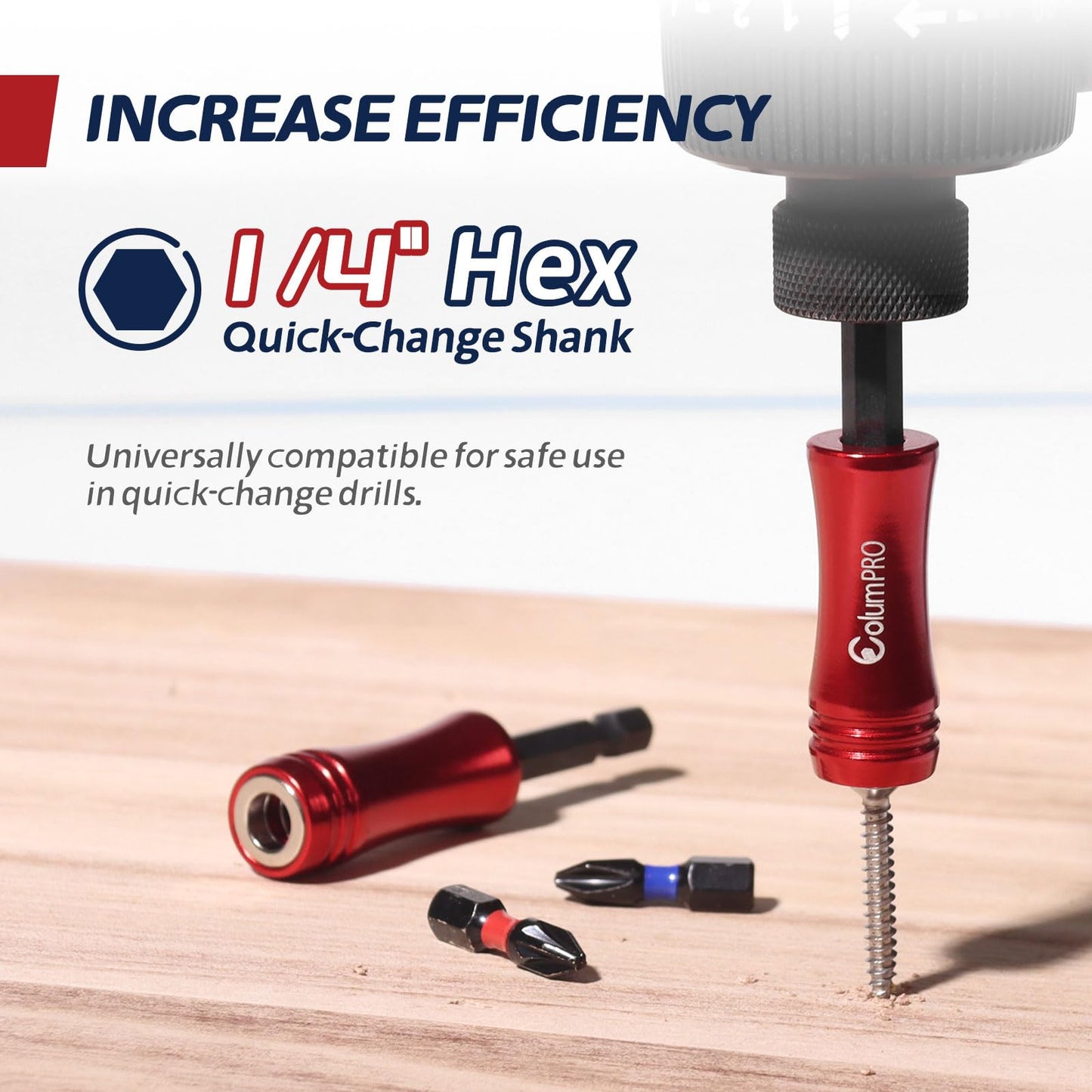 ColumPRO Strong Magnetic Screwdriver Bit Holder for Impact Driver, 1 Magnetic Drill Bit & Screw Holder, Three 25 MM PH2 Bits