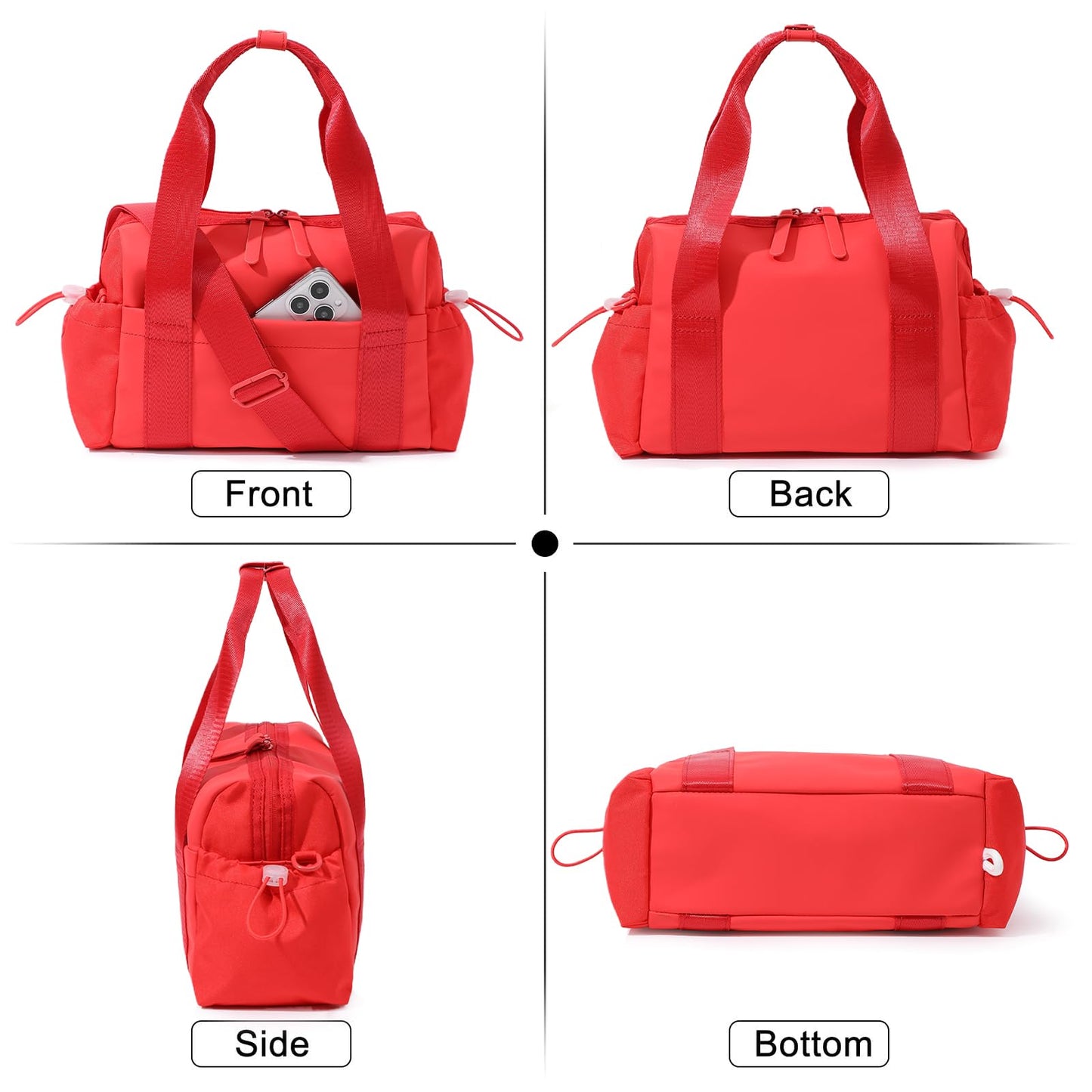 Bucosd Small Gym Bag for Women, Mini Crossbody Gym Duffle Bag with Wet Compartment, Carry on Gym Tote Bag for Workout Dance Sport Travel (Mini-Red)
