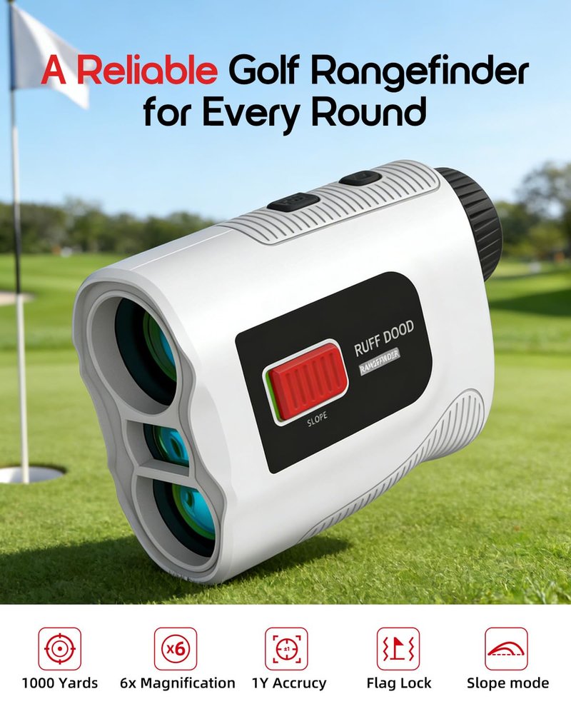 Golf Rangefinder with Slope, 1000 Yard Laser Rangefinder, Flag Lock & Vibration, Magnetic Mount, USB-C Rechargeable Golf Range Finder for Accurate Distance Measuring