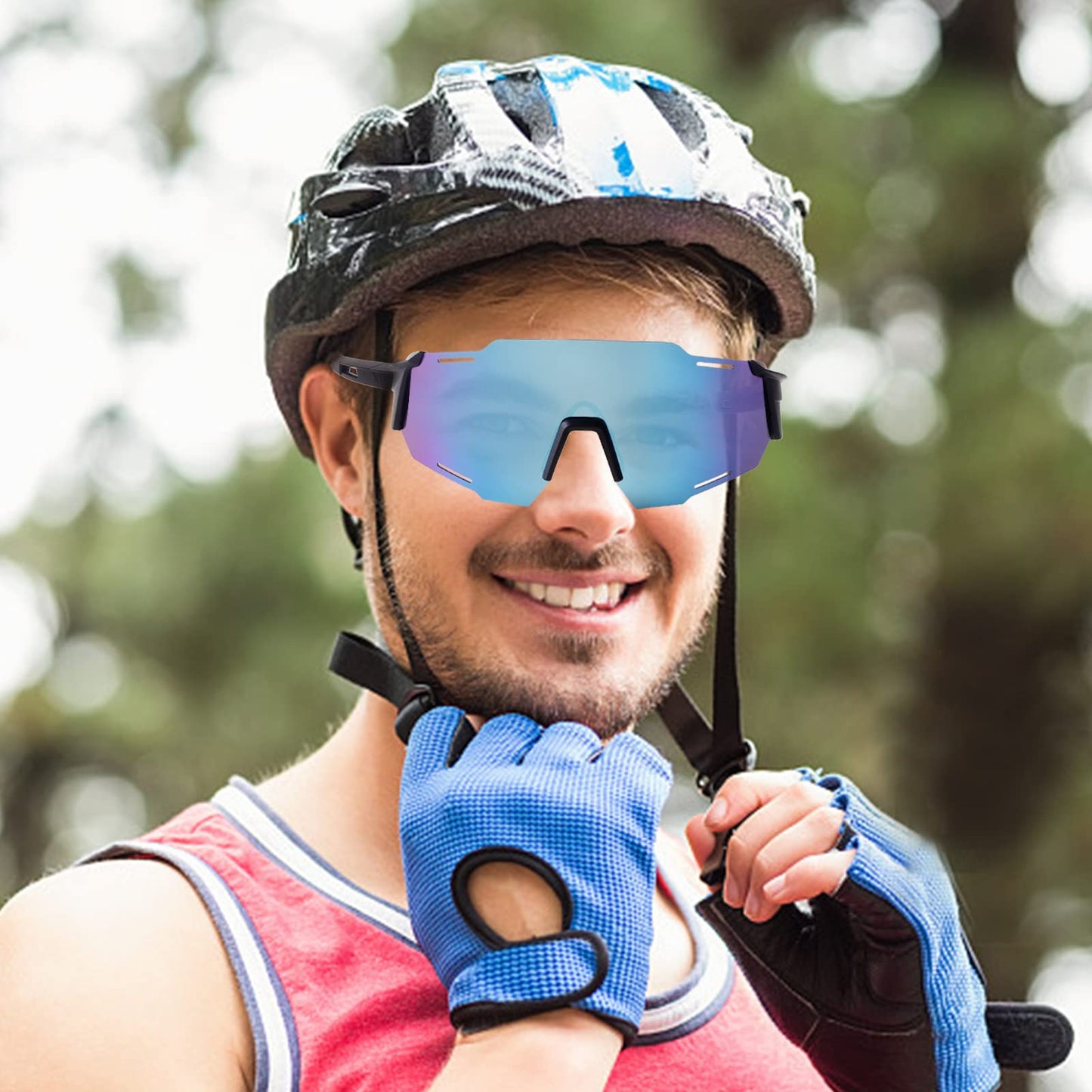 KFPH Polarized Sports Sunglasses for Women Bike Glasses Cycling Driving Fishing Mountain Bike Sunglasses UV400 Protection, White/Pink Lenses