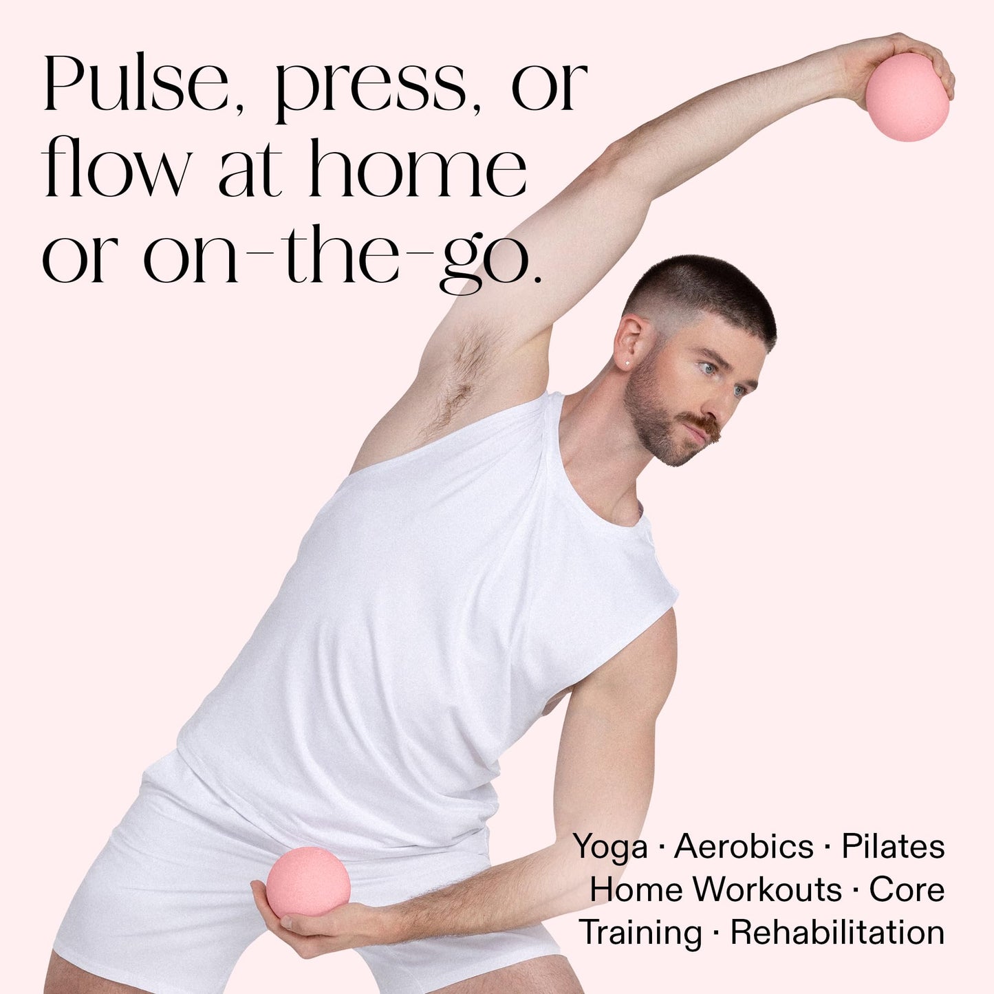 Bala Power Ball, Weighted Toning Exercise Ball for Pilates, Yoga, Home Fitness & More - Workout Ball for Strength & Core Training, Aerobics & Working Out to Improve Balance & Sculpt - 2lb, Blush