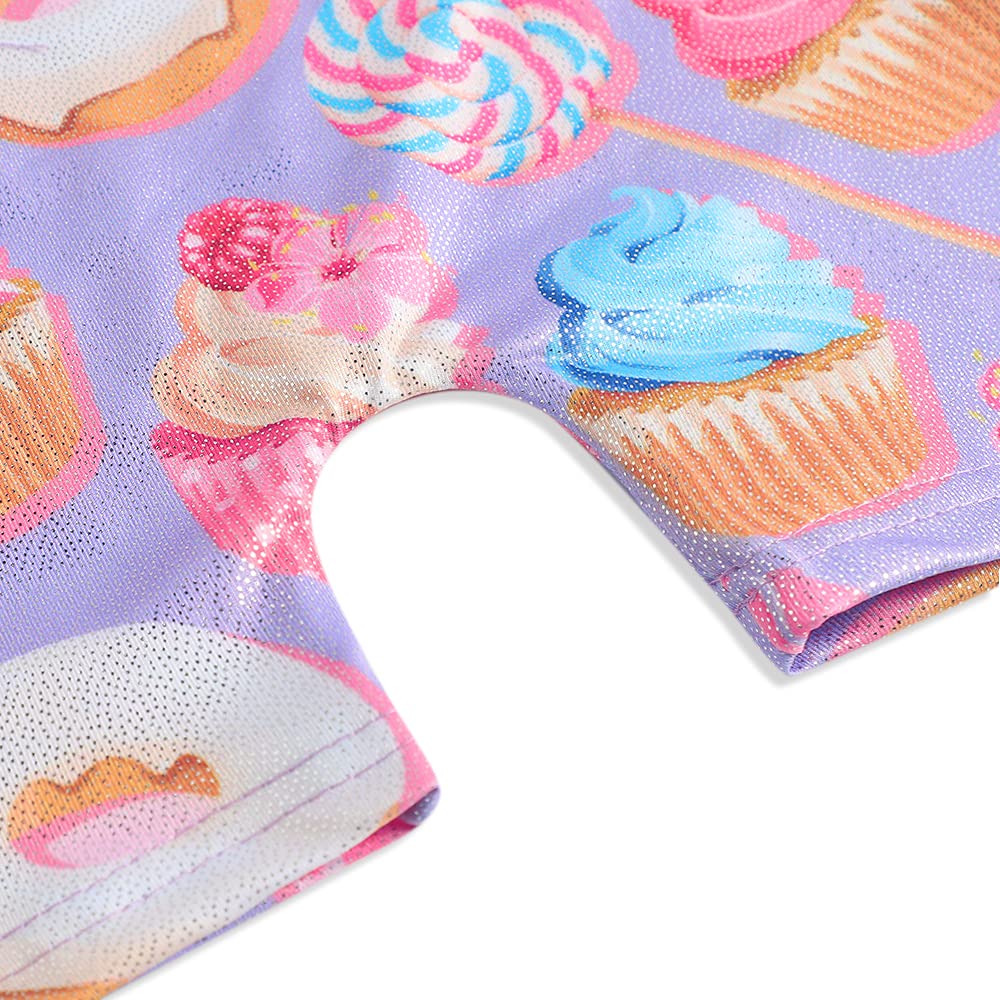 Belovance Leotards for Girls Gymnastics Unicorn Athletic Dance Wear Shiny Rainbow Blue Hotpink (Donuts Purple, 5/6 Years)