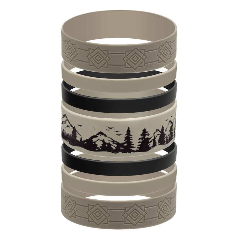 Mountain Scene Water Bottle Grip Kit - SIERRA WRAP: Regular - 7 Rugged Silicone Bands for Superior Grip, Style, & Protection.