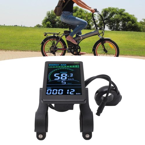 M6C Electric LCD Display Meter ABS, Electric Display Screen Control Panel with 6 Pin Cable Headlight Connector for 24V 36V 48V 60V