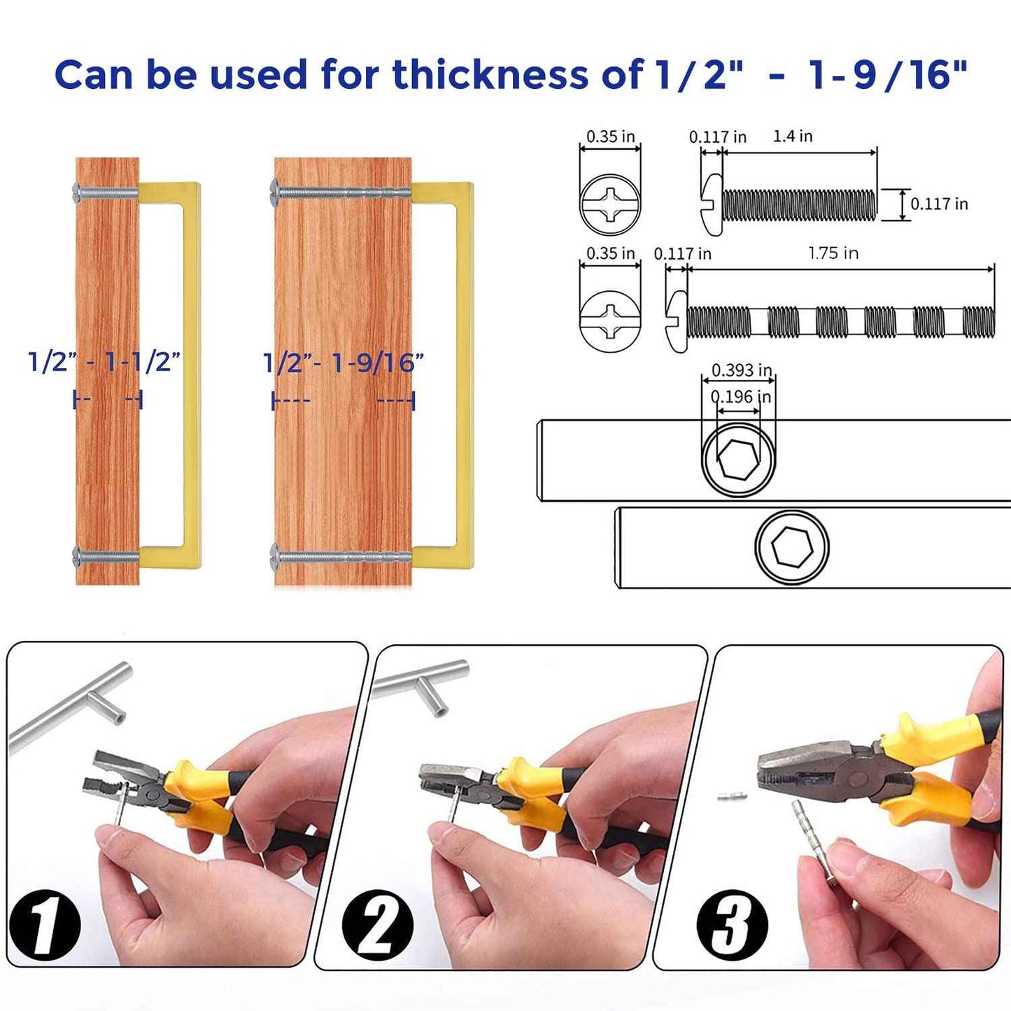 Ravinte 5 Pack Solid 6-1/4 Inch Square Cabinet Handles - Brushed Brass Drawer Pulls - Kitchen Hardware
