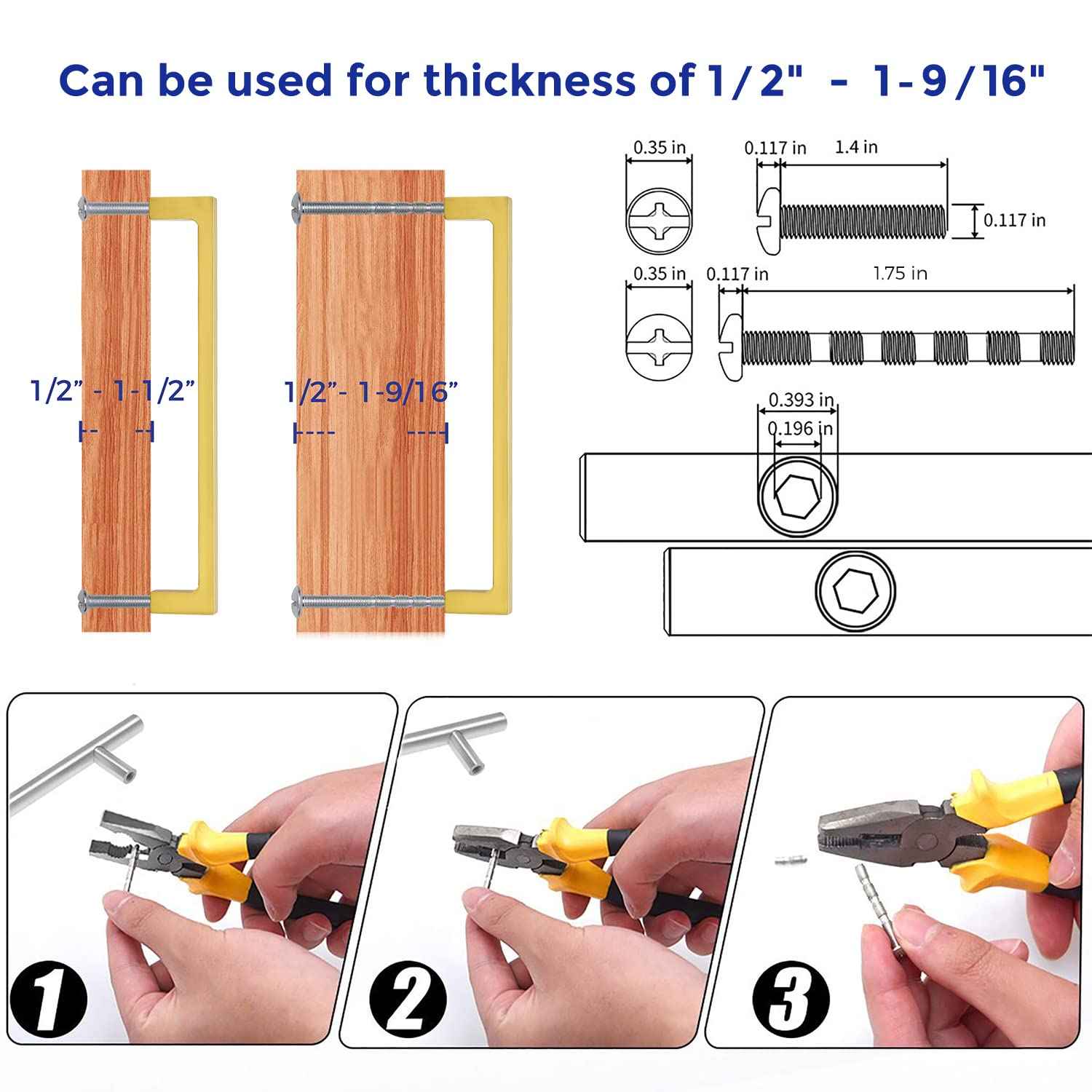 Ravinte 5 Pack Solid 6-1/4 Inch Square Cabinet Handles - Brushed Brass Drawer Pulls - Kitchen Hardware