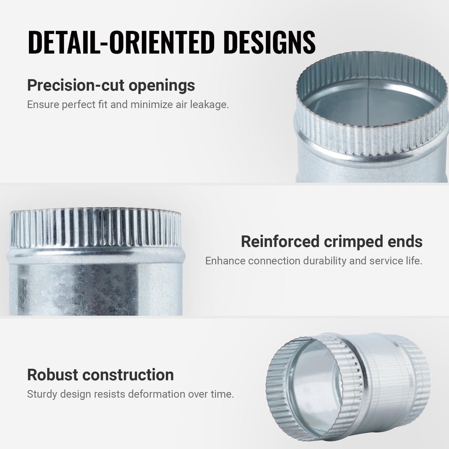 ZOWZEA 3 Inch Round Galvanized Steel Duct Connector - Metal Ventilation Pipe Coupler - Dryer Vent Hose Extension - HVAC Ducting Coupling for Straight Connection