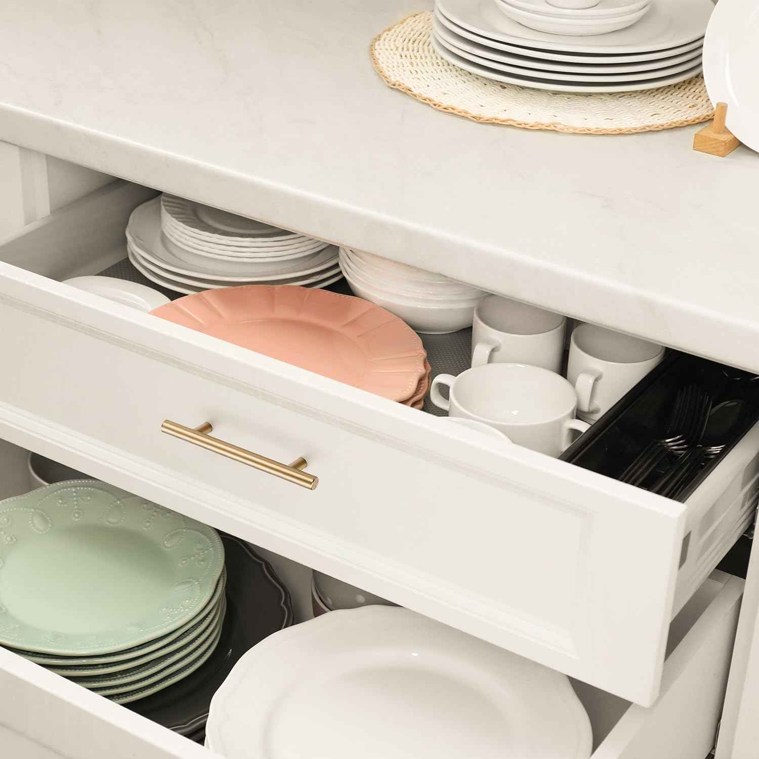 Ravinte 10 Pack Kitchen Cabinet Handles Champagne Bronze 3-3/4 Inch Hole Center Stainless Steel Pulls for Dresser Drawer Cupboard Handles with Screwdriver, 6 Inch Length