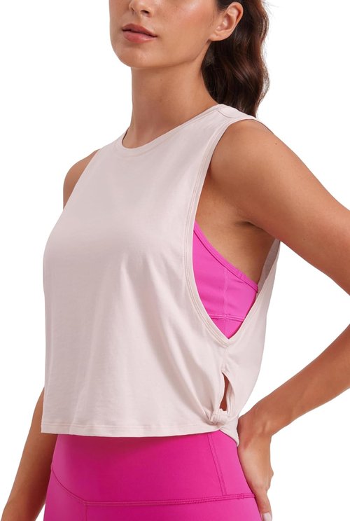 CRZ YOGA Pima Cotton Tank Top for Women - Loose Fit Sleeveless Athletic Shirt | Ideal for Yoga & Gym