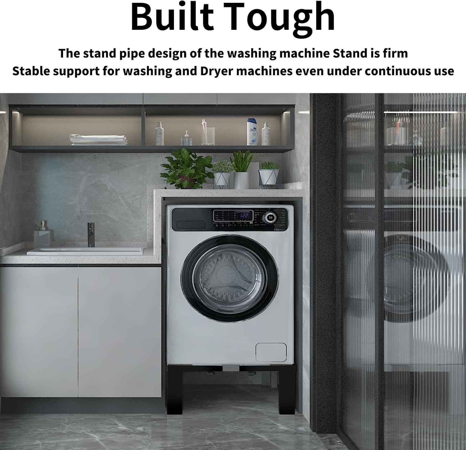 Heavy Duty Stainless Steel Mini Fridge & Washer Dryer Stand with 4 Strong Feet - Universal Appliance Base (Large)