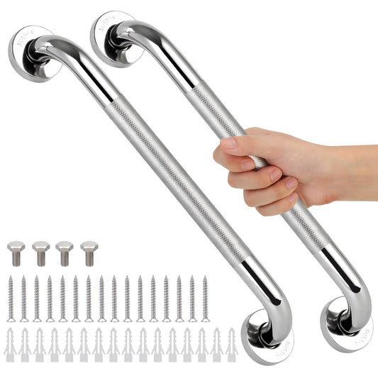 2 PCS Shower Grab Bars for Seniors, 16 Inch Anti Slip Shower Handle, Stainless Steel Bathroom Balance Bar, Safety Hand Rail Support, Assist Bath Handrails for Handicap, Elderly, Pregnant