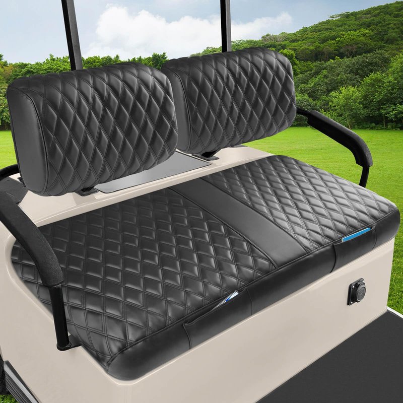 Cartalia Golf Cart Front Seat Cover for Yamaha G2 G8 G9 G11 G14 G16 G19 G20 G21 G22, Adventurer One, EZGO Marathon OEM Ordinary Seat Cushion, Thick Vinyl Leather Comfortable No Need to Detach Armrest