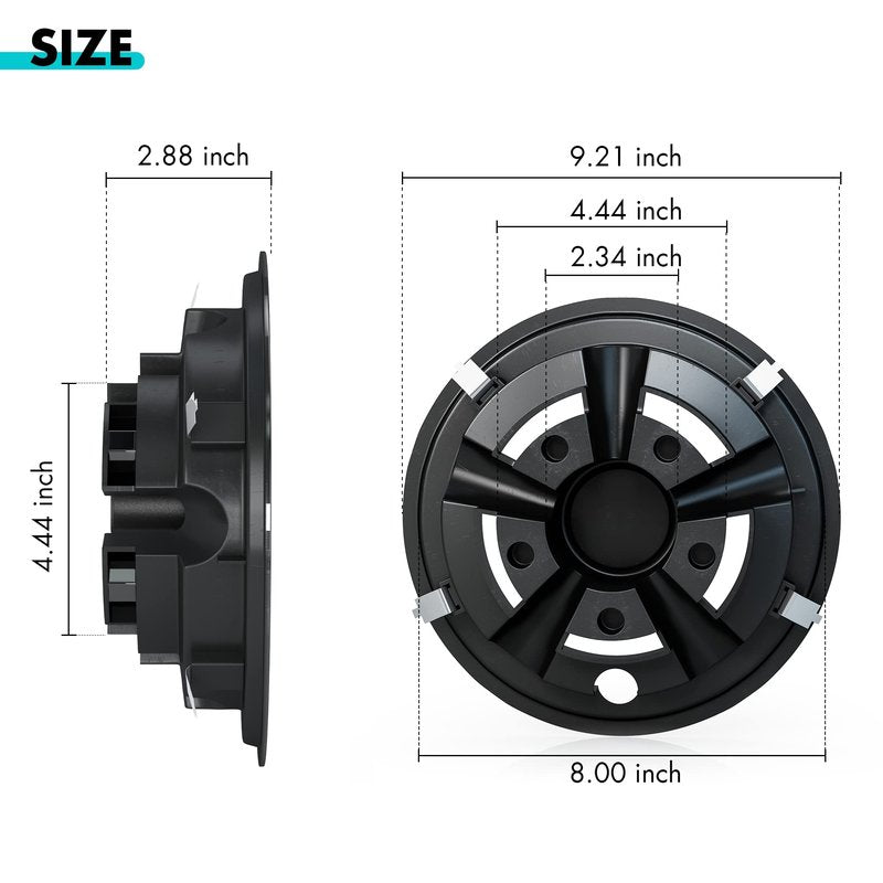 10L0L Golf Cart Hubcaps, 8 inch Wheel Covers Set of 4, Universal Hub Caps for Yamaha, Club Car, EZGO, Black