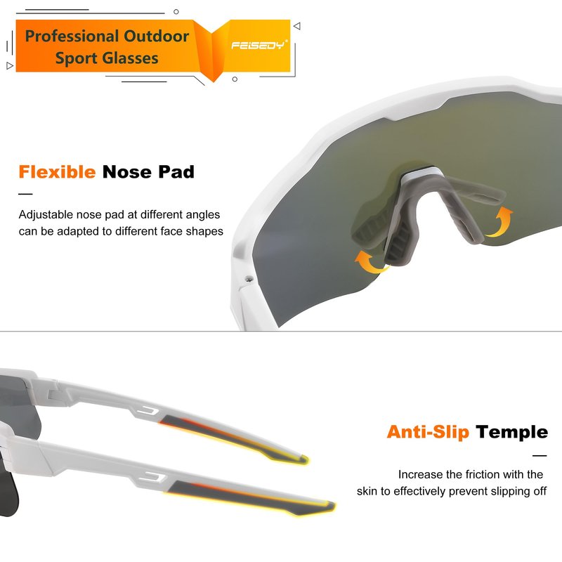 FEISEDY Polarized Youth Sports Sunglasses Teens Cycling Sunglasses TR90 Frame Kids Sport Baseball Glasses for Boys Girls Age8-16 B0032