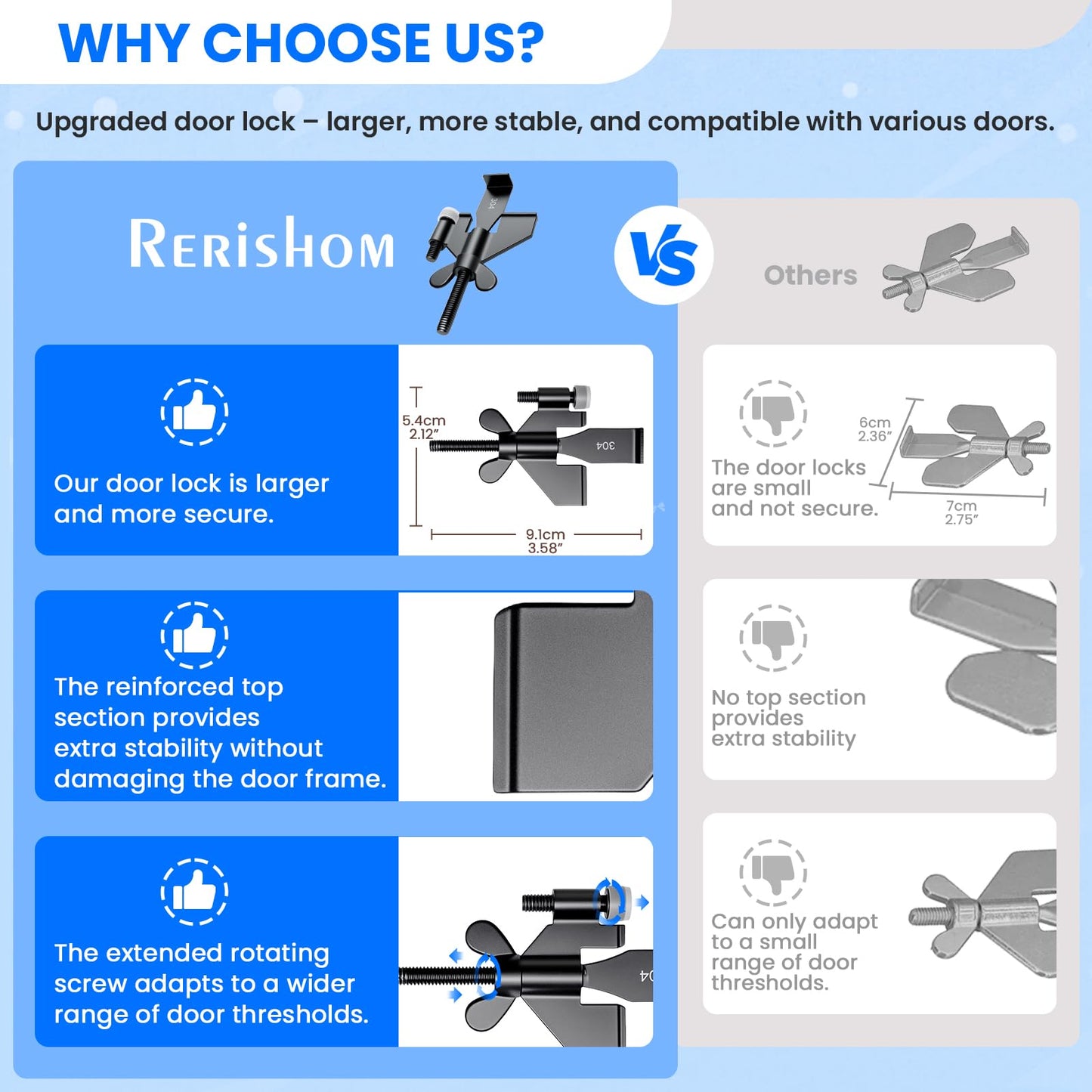 Black Portable Door Lock Home Security Door Locker Travel Lockdown Locks for Additional Safety and Privacy Perfect for Traveling Hotel Home Apartment College