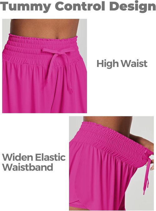 IUGA High-Waisted Athletic Shorts - Flowy Butterfly Design with Pockets for Women | Perfect for Running & Tennis