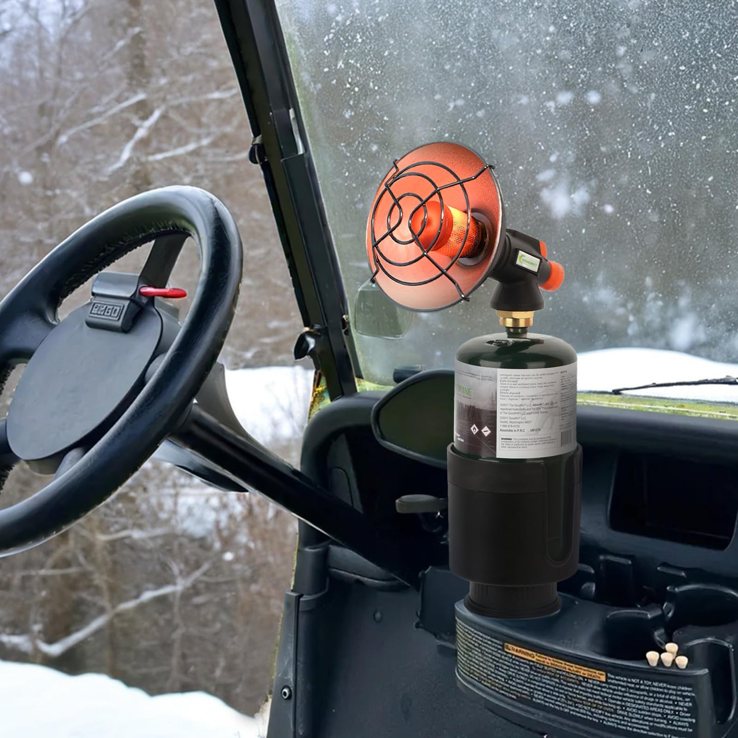 WishDirect Golf Cart Heater with Expandable Cup Holder Adapter, 3400BTU Golf Cart Propane Warmer with One-Button Igniter and Adjustable Temperature Control (Propane Tank Not Included)