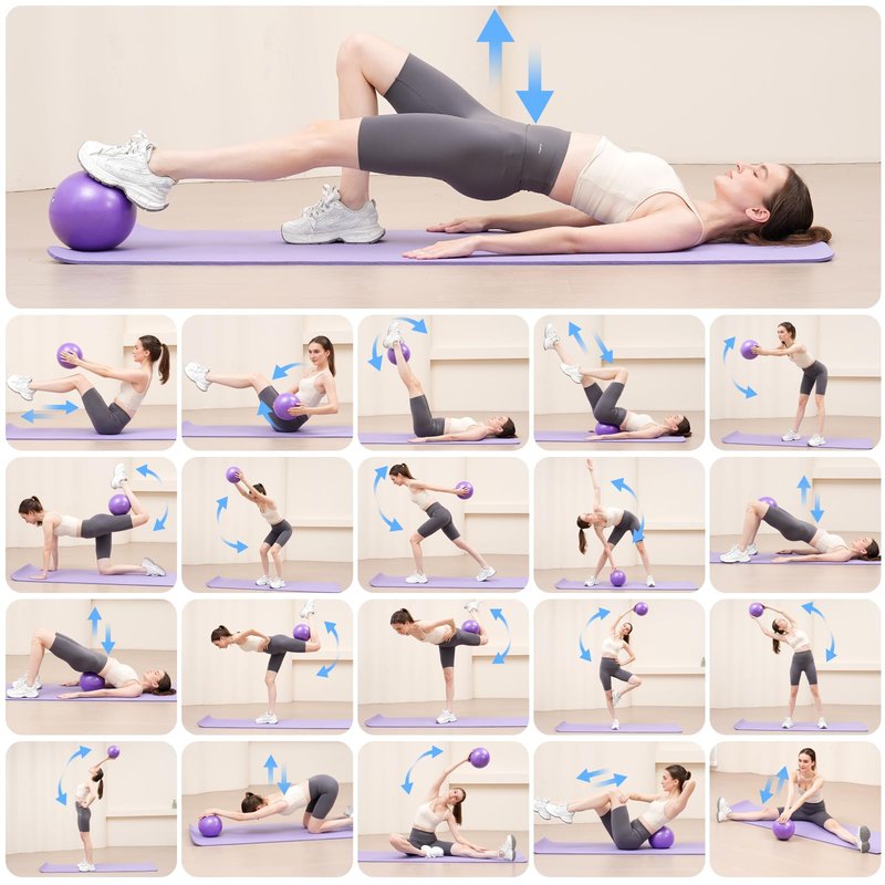 WOCUME Pilates Ring Fitness Circles Set, Dual Padded Handles Home Pilates Equipment Set for Women Includes 2 Pilates Ring, 2 Pilates Mini Ball, and 5 Resistance Bands At Home Pilates Workout Set